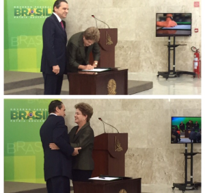 Momento da assinatura do Ministro Henrique Alves