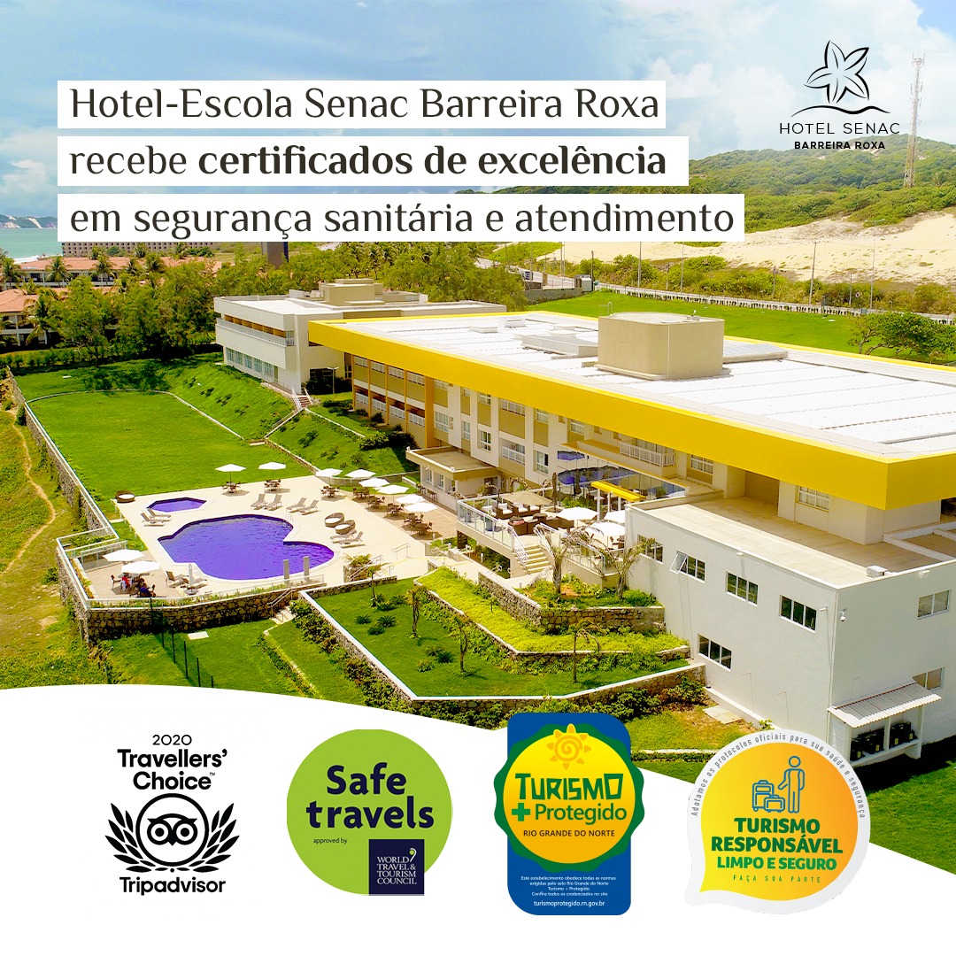 Você está visualizando atualmente Hotel Senac Barreira Roxa recebe reconhecimento por excelência em biossegurança e em atendimento